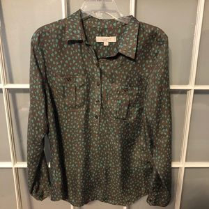 Loft button down with hearts